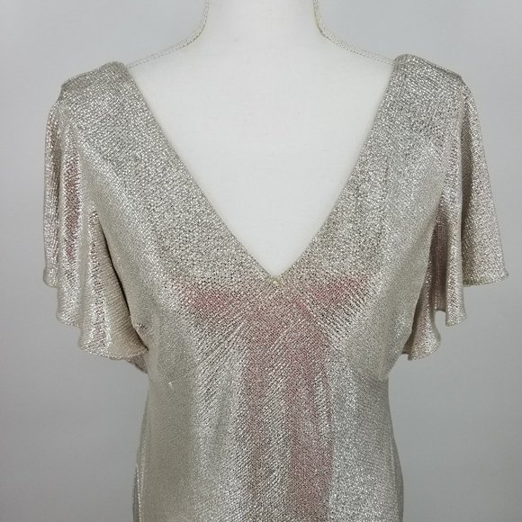 Ralph Lauren Flutter Sleeve Evening Dress 6 & 12 - Picture 5 of 13